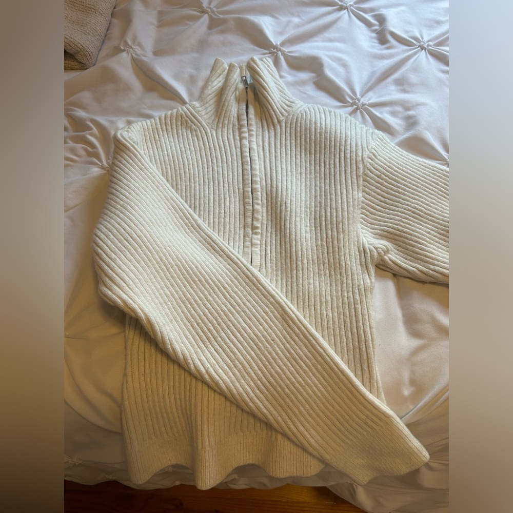 Cream half zip-up sweater #winterknits